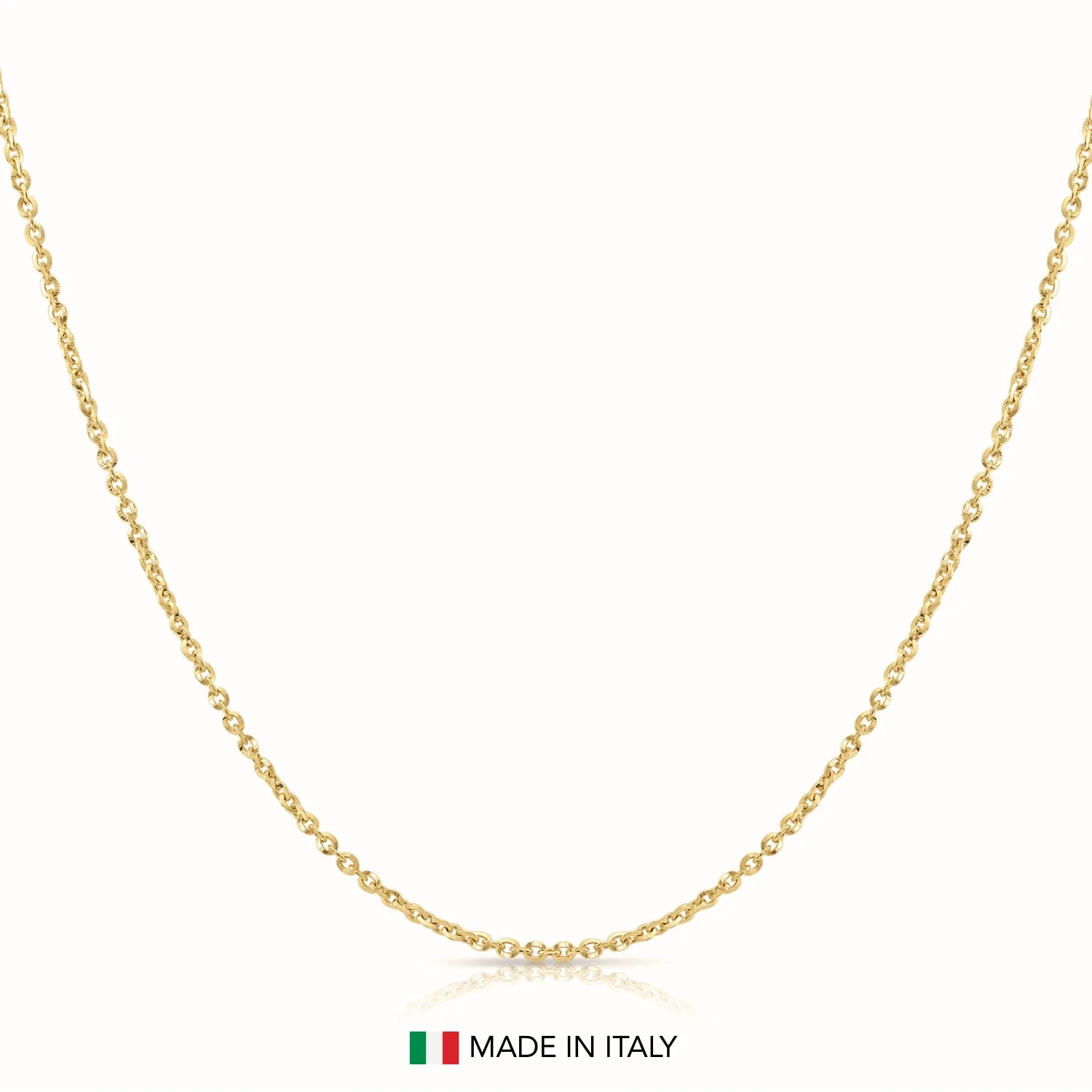 Tilo Jewelry Yellow Gold Plated Solid 925 Sterling Silver 2mm Diamond-Cut Cable Chain Necklace with Secure Lobster Lock | 18 Inch | Everyday Necklace for Women, Men, Unisex