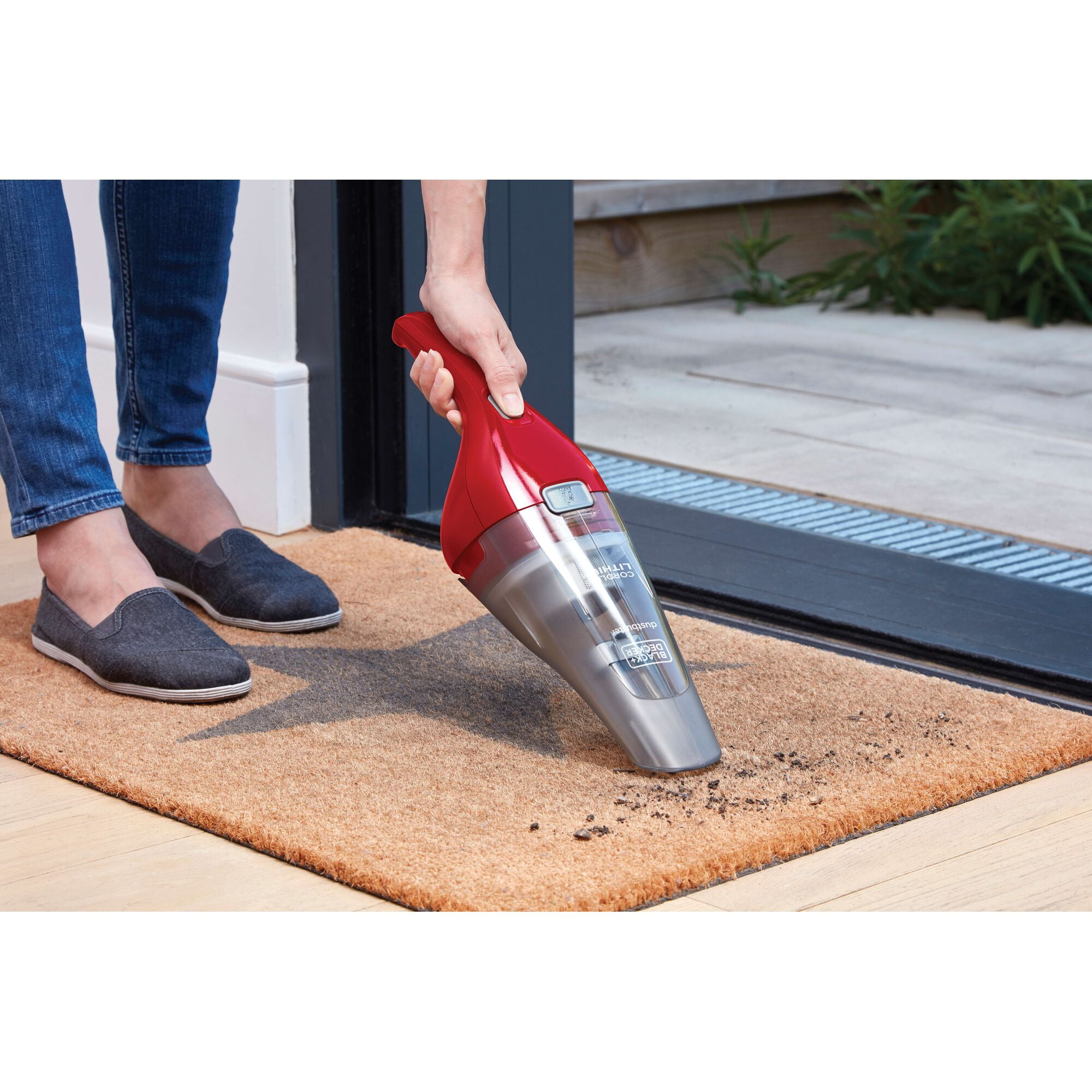 BLACK+DECKER Cordless Handheld Vacuum, Dustbuster, for Car & Pet Hair, Bagless, Lightweight, Easy Emptying, HNVC115JB06, Red