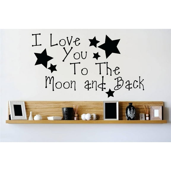 Family I love you to Moon and Back Cute Love Wall Decal Decoration I Love you to the Moon & Back Cute Lettering Lasts Years and Easily Removable - Size: 5 In(W) x 10 In(H)