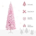 thumbnail image 3 of Pink 6ft Snow Flocked Pencil Artificial Christmas Tree – Indoor Holiday Decor with Auto Open & Steel Base, 3 of 7