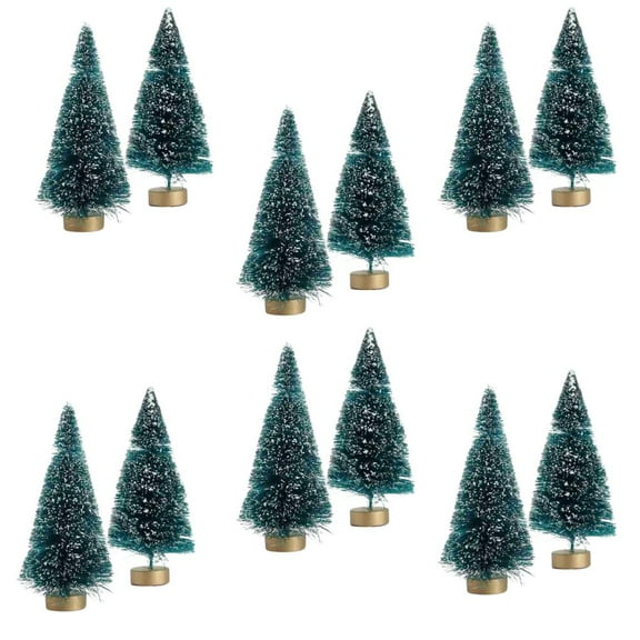 12pc Green Frosted Bottle Brush Trees - for Christmas Decor - Factory Direct Craft