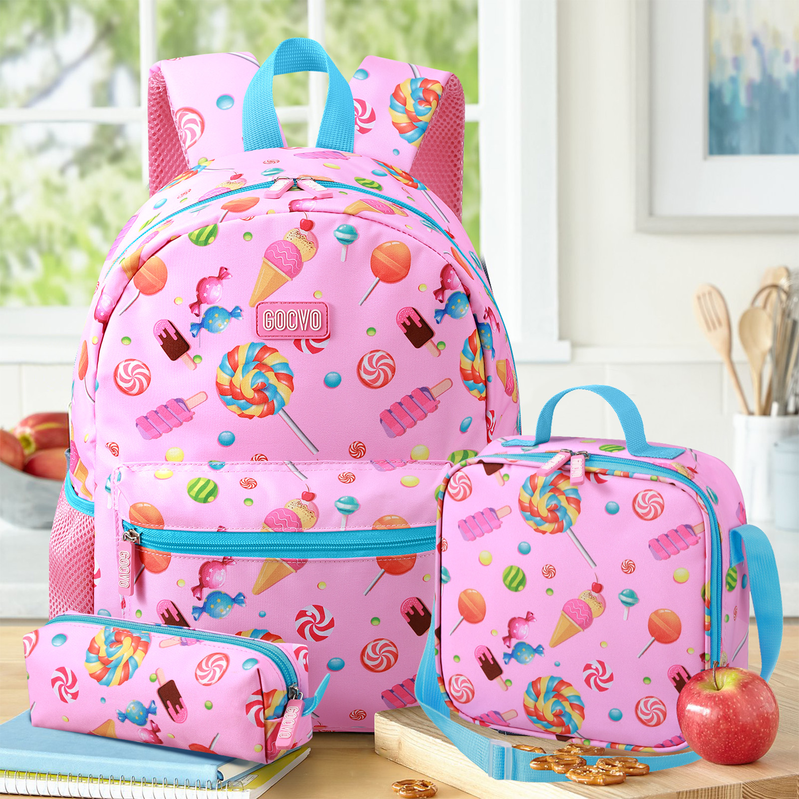 Mochila para niñas, impermeable, linda, para adolescentes, con estampado de dulces 6