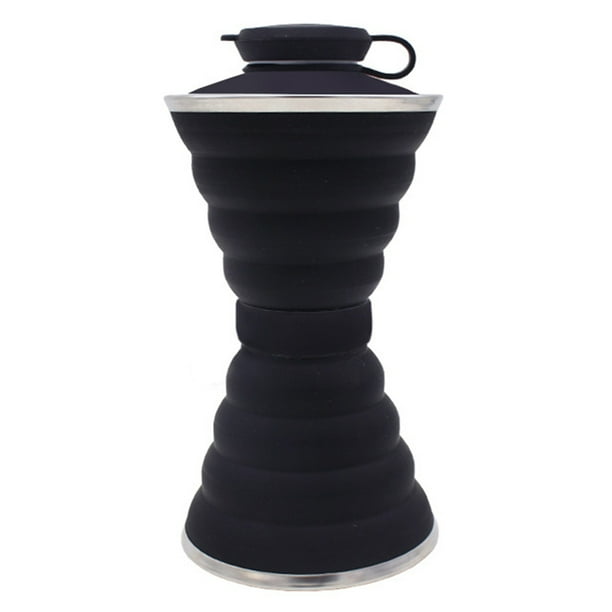 Botella Silicona para Exteriores Con Hervidor Suave Plegable 500 Ml para (negro)