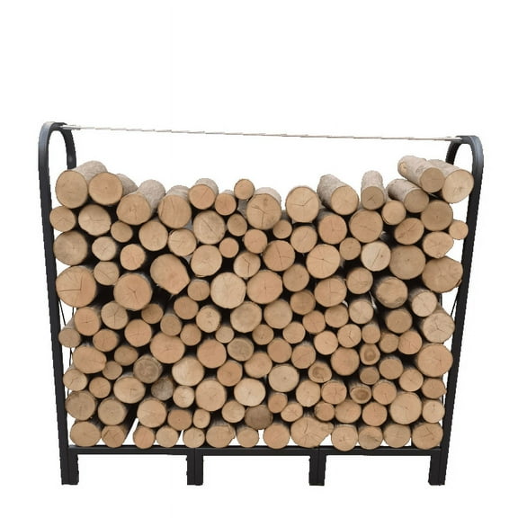 Artibear 8ft Heavy Duty Metal Firewood Rack, Matte Black, Outdoor ...