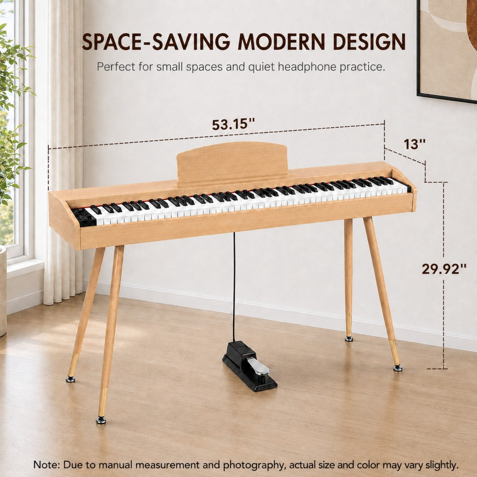 DEALTOPS 88 Key Digital Piano Keyboard with Wooden Stand, Semi-Weighted Electric Piano Set, Oak Wood Grain
