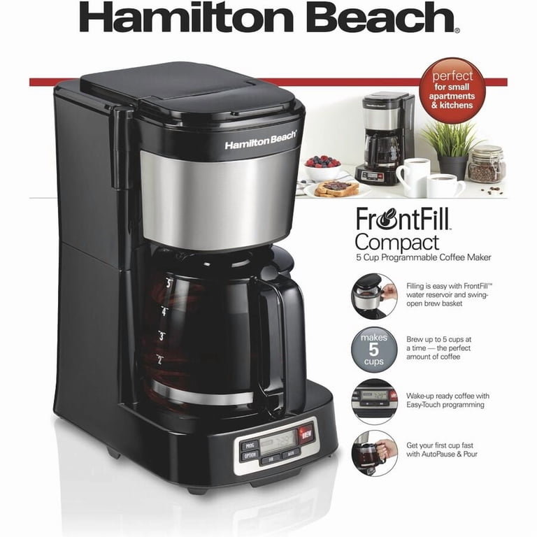 Hamilton Beach 5 Cup Compact Coffee Maker, Programmable, Glass
