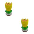 thumbnail image 4 of Matsuzay Velas rotatorias plásticas de la torta de cumpleaños de la música de la flor de loto de la flor de la capa doble amarillo 2piezas, 4 of 5