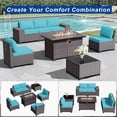 thumbnail image 5 of ASJMR 7 Pieces Wicker Patio Furniture Set with Gas Fire Pit Table,Outdoor Rattan Sectional Sofa Conversation Set With Cushions & Coffee Table,Green, 5 of 10