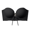 thumbnail image 4 of Scalloped Edge Strapless Push Up Bandeau Bra for Women, Thick Cup Front Tie Bras, Convertible Removable Shoulder Straps Anti-Slip Brassiere, 4 of 4