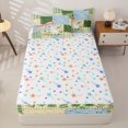 thumbnail image 4 of Manfei Patchwork Plaid Bowknot Zipper Twin Comforter Sets with Fitted Sheet and 2 Pillowcases,Cute Floral Zipper Bedding Set,Colorful Stars Reversible,4 Pieces, 4 of 7