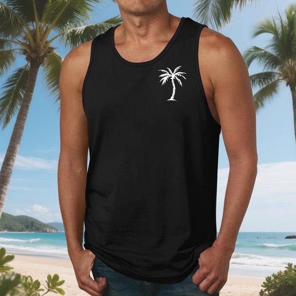 PNTUTB Men's Summer Beach Fashion Print Crew Neck Sleeveless Casual Loose Comfortable Tank Tops
