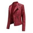thumbnail image 4 of Women Ladies Lapel Motor Jacket Coat Zip Biker Women Warm Winter Coats 100 Percent Wool Women plus Size Jackets Women Jackets with Hood Jacket Women Small Zip Front Jacket Womens, 4 of 5