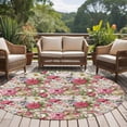 thumbnail image 4 of Round Area Rugs Collection 7 Ft, Pink Spring Floral Non-Slip Residential Carpet, Vintage Summer Botanical Indoor Crawling Mats Runner Rugs for Living Room/Dining Room/Bedroom, 4 of 8