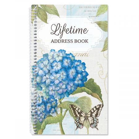Hydrangea Lifetime Address Book 94 pages/47 Sheets Spiral Comes with Stickers to Cover up Outdated Addresses