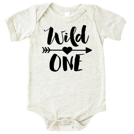 

Wild One 1st Birthday Bodysuit for Baby Girls First Birthday Outfit Natural Heather Bodysuit 24 Months