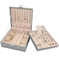 thumbnail image 1 of Jewelry Box ProCase, organizador grande de piel de 2 capas, color gris, 1 of 6