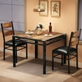 thumbnail image 2 of TEQIN 3-Piece Industrial Dining Table Set For 2, Space Saving Dinette for Kitchen, Dining Room, Small Space w/Steel Frame, Square Kitchen Table Set, Dining Room Table Set for Small Space, Apartment, 2 of 7
