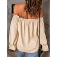 thumbnail image 4 of Women'S Off Shoulder Top Ruffle Long Sleeve Chiffon Blouse Casual Loose Shirts  XL, 4 of 5