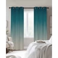 thumbnail image 3 of Teal Blue Ombre Blackout Curtains, Light Blocking Print Window Curtains, Contemporary Gradient Abstract Art Thermal Insulated Window Drapes for Living Room Kitchen Cafe 2 Panels, 55"W x 39"L, 3 of 9