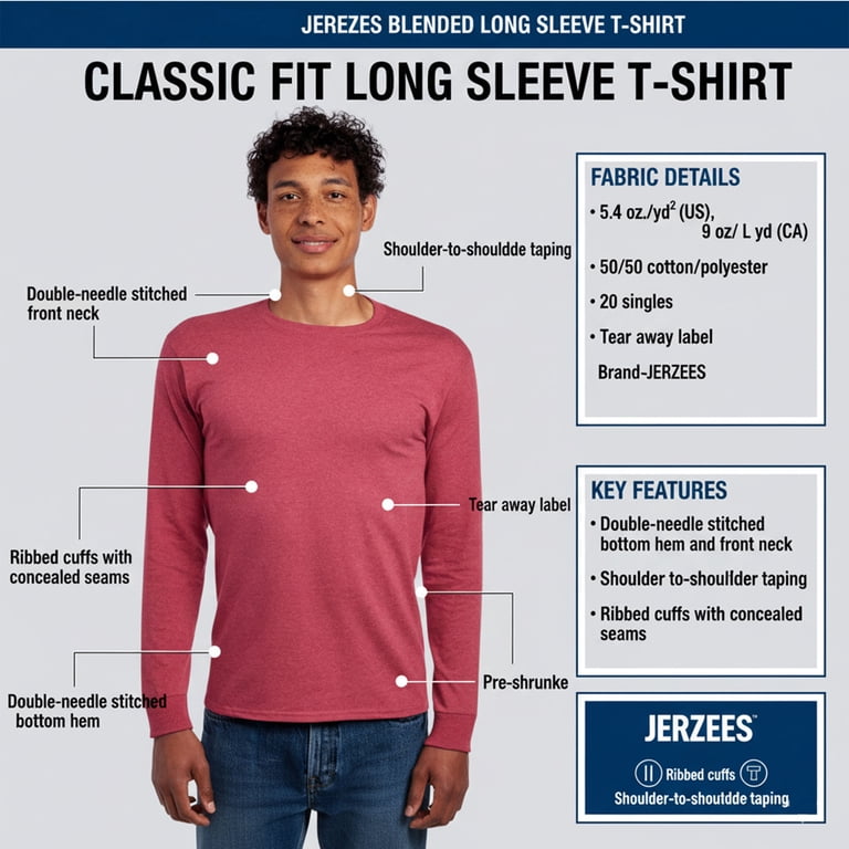 JERZEES - Dri-Power® Long Sleeve 50/50 T-Shirt - 29LSR – Cypress JERZEES - Dri-Power® Long Sleeve 50/50 T-Shirt - 29LSR – Cypress
