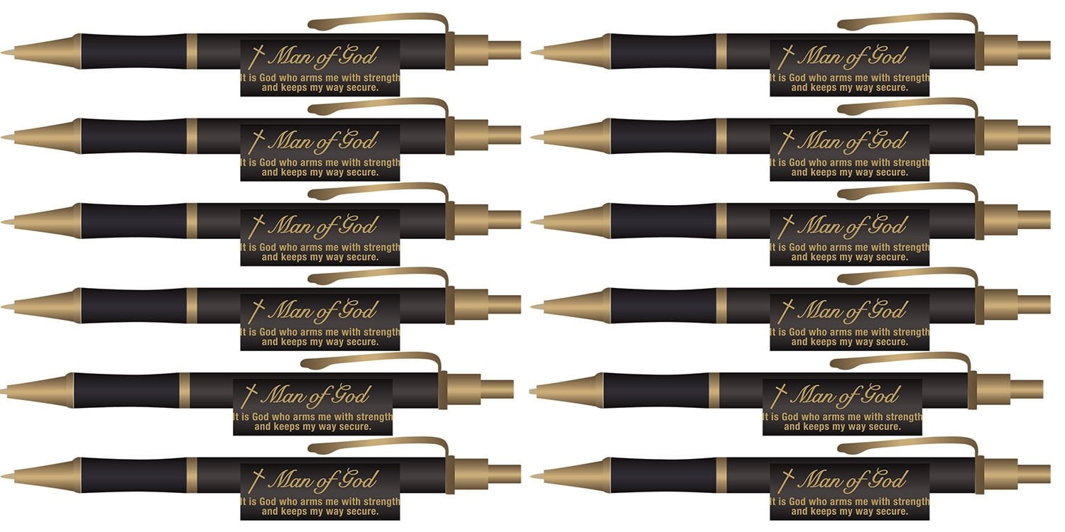 Man of God Christian Executive Pens Set of 12 Retreat Gifts