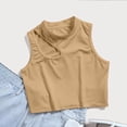 thumbnail image 4 of Summer Tops for Women New Vest Wrapped Chest Lace Solid Color Sexy Detachable Strap Top Tees for Women V Neck Shirt Juniors Womens Size Medium Tunics Womens Shorts Embroide Ladies Brown M, 4 of 5