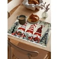 thumbnail image 3 of Placemats Set of 6, Cotton Linen Heat Table Mats Non-Slip Washable Merry Christmas Gnomes Xmas Tree Poinsettia Balls Placemat for Holiday Banquet Dining Kitchen Table Decor, 3 of 6