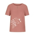 thumbnail image 4 of Blczomt Women Tops on Sale under $10 Spring Summer Dressy Short Sleeve Shirt Pink Floral Crew Neck Blouses for Women Plus, 4 of 4