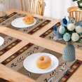 thumbnail image 6 of Geometric Place Mats Indoor Set of 4 Ethnic Placemats Brown Black Red Linen Washable Heat Resistant Placemats for Kitchen Dining Tables, 12x18 Inches, 6 of 6
