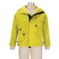 thumbnail image 4 of Windbreaker Jacket Men's Casual Solid Multi Pocket Hooded Zipper Keep Warm Long Sleeve Yellow M Zip Front Windbreaker Jacket, 4 of 8