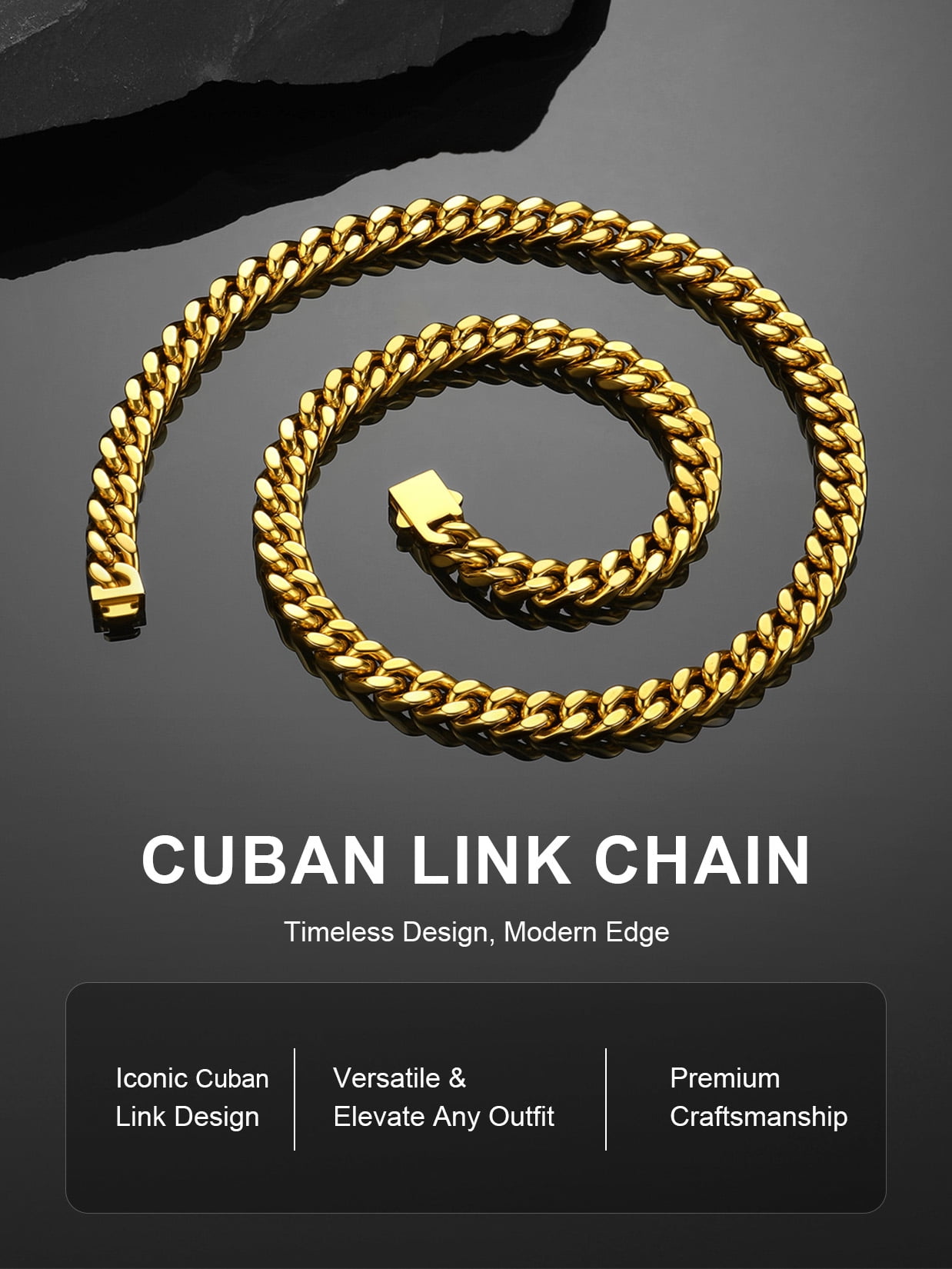 ChainsProMax Mens Long Necklace Chain 18K Gold Plated Cuban Link Chain for Men 9mm 28inch