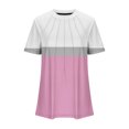 thumbnail image 5 of Women's Tops Summer Crew Neck Striped Pleated Short Sleeve Tunic Shirts Casual Loose Soft Comfortable Blouses (L, Pink 1), 5 of 5