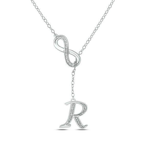 Cali Trove Sterling Silver 1/20ct TDW Diamond "R" Alphabet Fashion Necklace Pendant for women