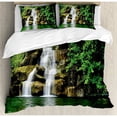 thumbnail image 3 of Waterfall Duvet Cover Set Twin Size, Double Waterfalls Flow to Natural Green Lake with Bushes and Grass like Garden Print, Decorative 2 Piece Bedding Set with 1 Pillow Sham, Green, by Ambesonne, 3 of 3