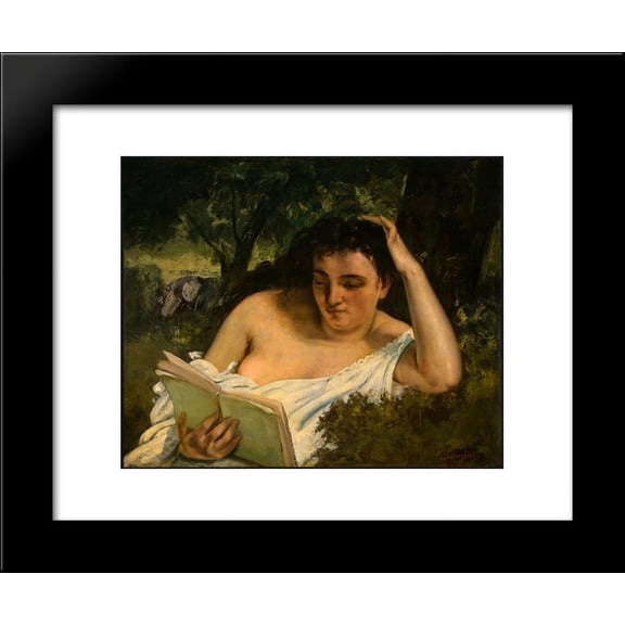 A Young Woman Reading 20x24 Framed Art Print by Gustave Courbet