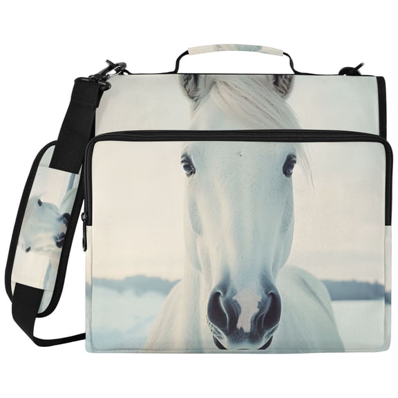 ALAZA Zipper Binder Horse Winter Pattern 2 inch 3 Ring 500 Sheet Capacity Trapper Keeper File Folder Organizer Bag