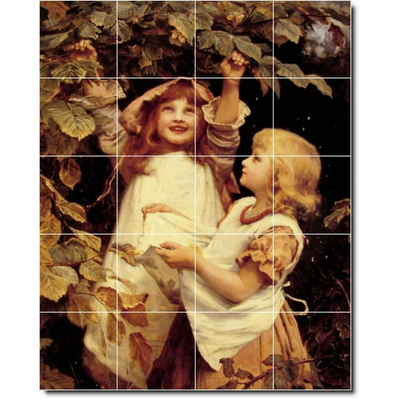 Ceramic Tile Mural-Frederick Morgan Children Painting 25. 17" w x 21.25" h using (20) 4.25 x 4.25 ceramic tiles
