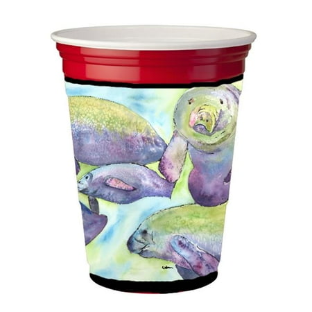

Manatee Red Solo Cup bottle sleeve Hugger 16 to 22 oz.