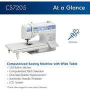 Brother CS7205 Computerized Sewing Machine with Wide Table, 150 Built-in Stitches, 11 Included Sewing Feet and 6-Piece Premium Sewing Thread Pack
