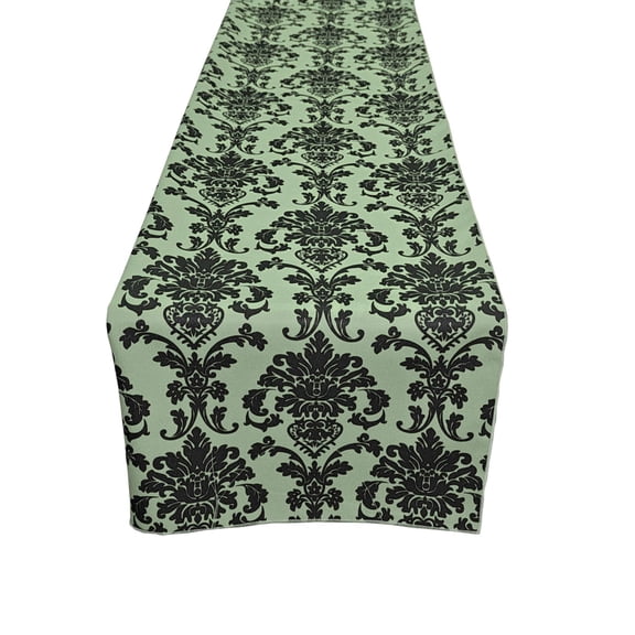 Poplin Damask Table Runner Sage