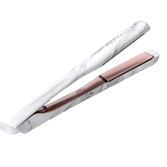 Foxybae Professional 1" Ceramic & Tourmaline Flat Iron Hair Straightener, Ionic, Marble White