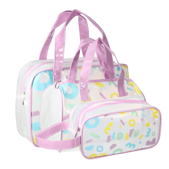 Bolsas de cosméticos duraderas para mujeres de 3 piezas de Unique Bargains para vacaciones, camping y actividades al aire libre, color púrpura