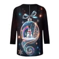 thumbnail image 4 of LiMoi Women's Round Neck Tshirt for Christmas Three Quarter Sleeve with Xmas Print Tees Tops Blouse My Items, 4 of 6