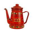thumbnail image 3 of Enamel Coffee Pot Kitchen Hotel Induction Cooker Floral Hot Water Boiler Pot Red 1.2L, 3 of 8