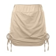 thumbnail image 4 of Pantalones con falda sexy plisada y cordón lateral para mujer - Falda corta de verano de color liso (2), 4 of 7