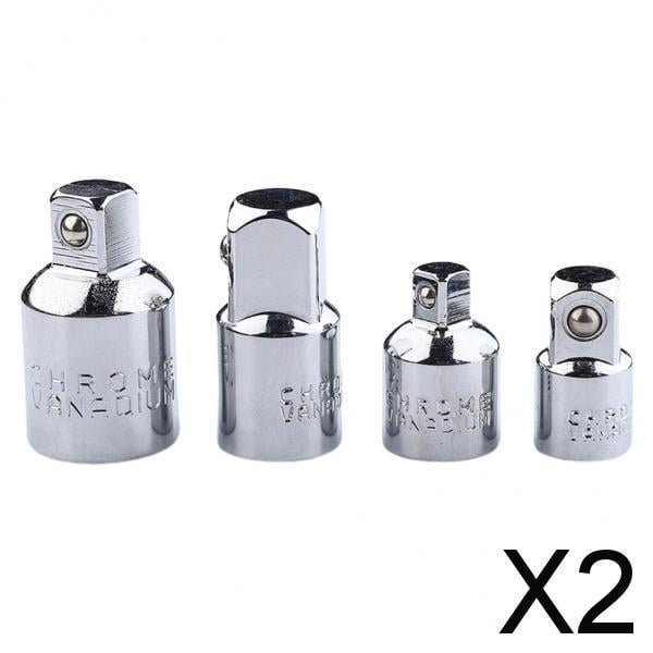Adaptador convertidor reductor de dado de 2 x 4 piezas de 1/4, 3/8 y 1/2 pulgadas, color plateado 2 piezas