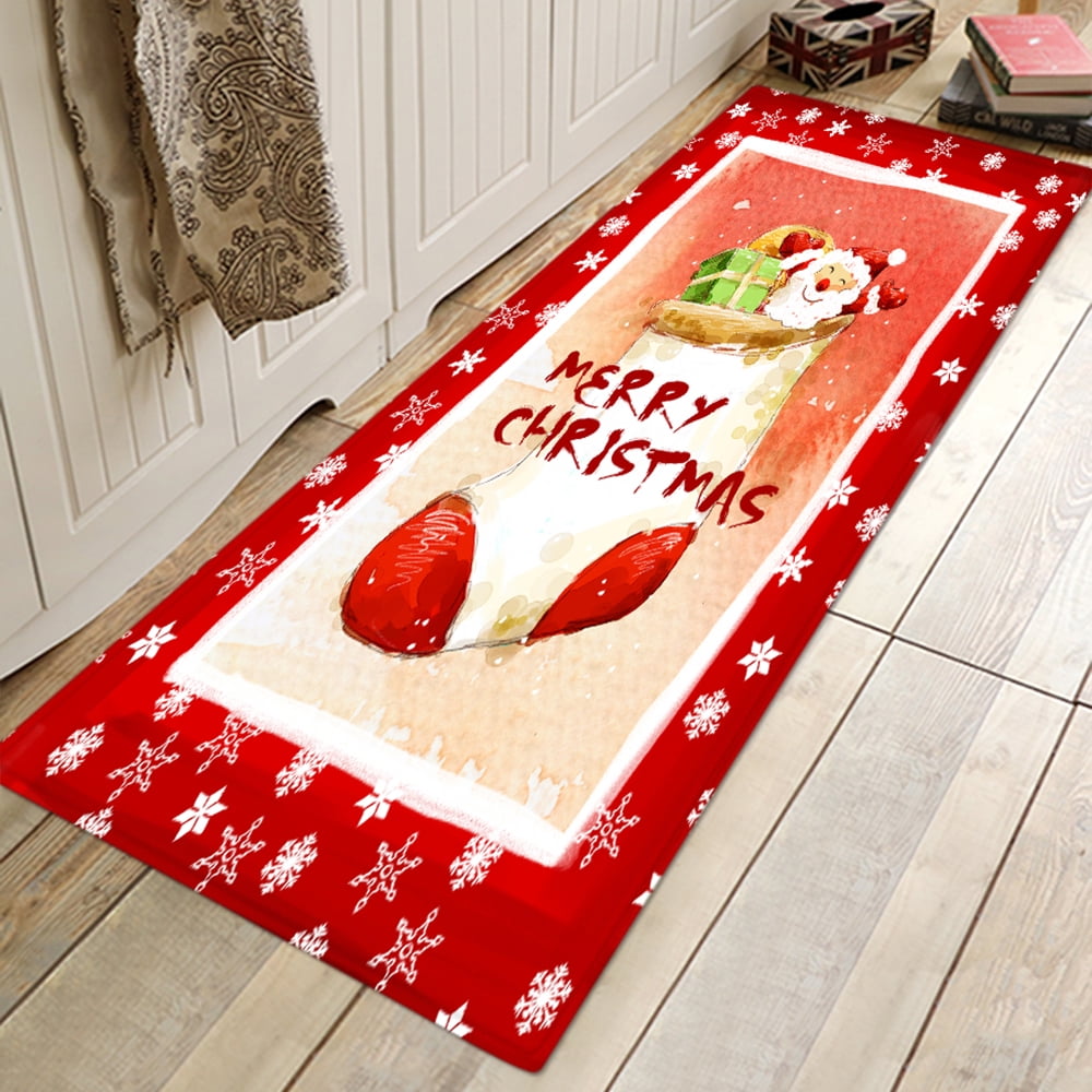 Christmas Carpet Xmas Santa Claus Antislip Room Floor Mat Rugs 40×60cm