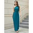 thumbnail image 5 of Scacto Women's Sexy One Shoulder Satin High Split Cocktail Wedding Party Maxi Dress, 5 of 7