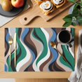thumbnail image 2 of Green Blue Brown Moire Placemats Set of 6, Modern Abstract Art Placemats for Dining Table, Place Mats for Kitchen Tabletop, Waterproof Wipeable Dining Table Mats Set, 2 of 9