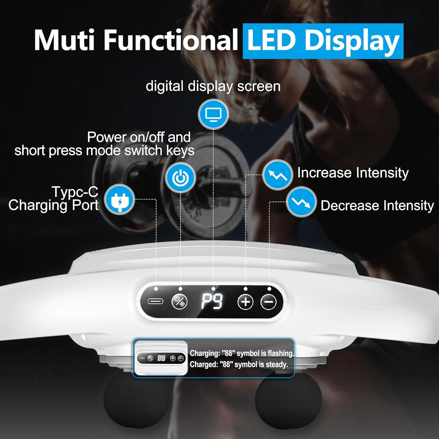 6 Head Massage Gun Deep Tissue with 9 Levels & 9 Modes, Professional Electric Massager Tool for Legs, Arms, Waist, Back - Full Body Muscle , Ideal Gifts for Women, Men, Mom, and Dad
